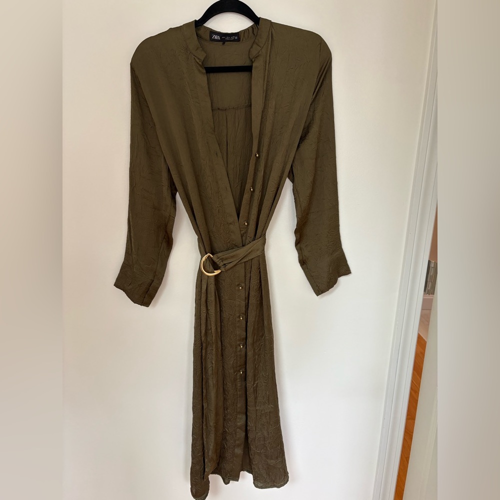 Zara Olive Long Sleeve Dress